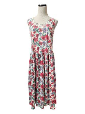 VTG 80s Bermuda Run  lily print cross-back dress